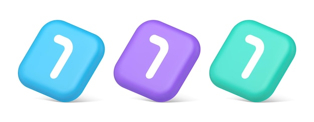 Seven number button accounting financial service web application panel 3d realistic icons
