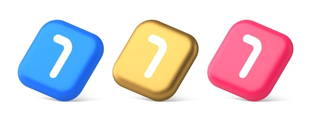 Seven number button accounting financial service web application panel 3d realistic icons
