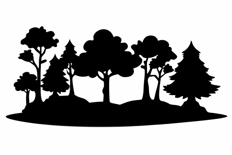 Vektor shadow of forest scene silhouette vector on white background