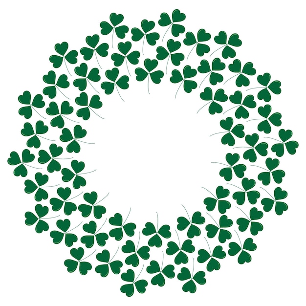 Shamrocks circle frame border in trendy soft green with copy space st patrick greeting template
