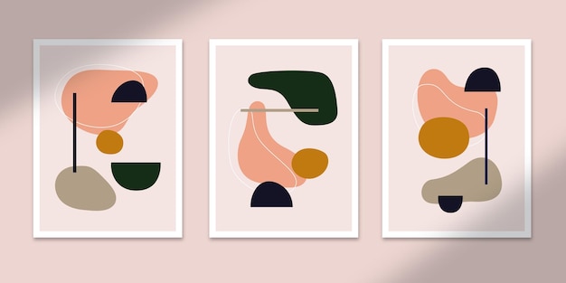 shape abstract posters art hand drawn shapes covers set collection for wall print decor