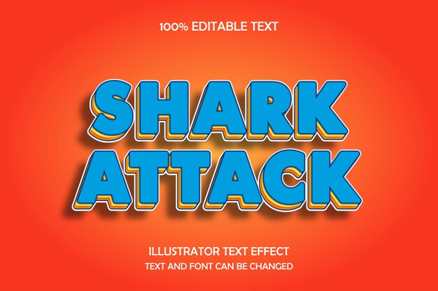 shark attack,3d editable text effect yellow yellow blue orange pattern modern shadow style