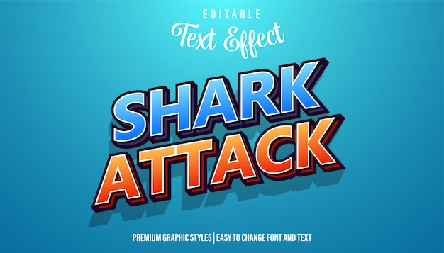 shark attack game title editable text effect font style