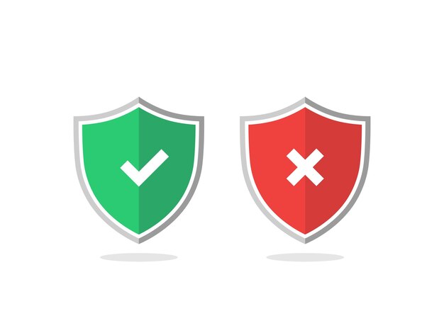 Shield check mark icon set Vector illustration