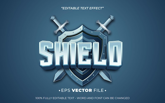 shield editable text effect vector 3d for game