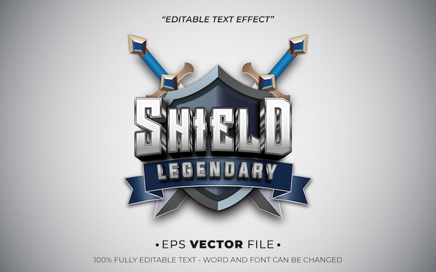 shield legendary text effect editable vector 3d for game