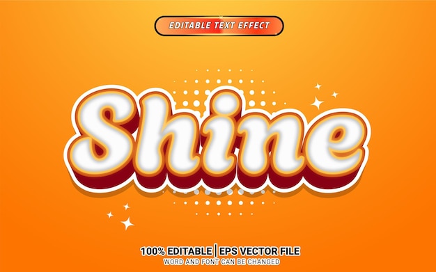 shine yellow white bright 3d vector text effect design