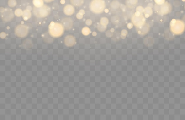 Shining bokeh isolated on transparent background golden bokeh lights with glowing particles isolated...