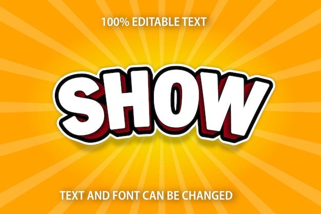 Show Editable Text Effect Comic Style