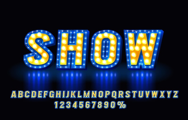 show font set collection letters and numbers symbol vector