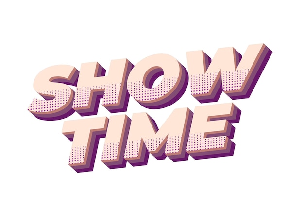 show time text effect in 3d style with good colors
