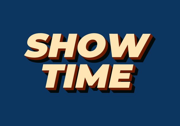 show time text effect in 3d style with good colors