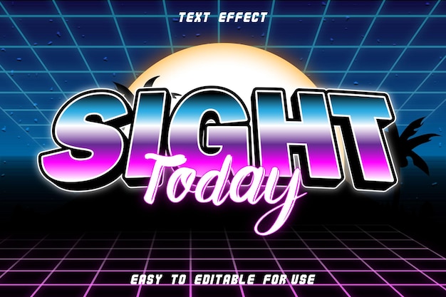 sight today editable text effect emboss retro style