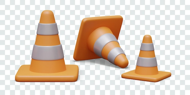 signal cone stands and lies fence element in different positions