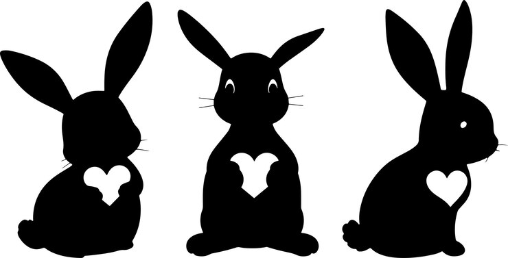 Vektor silhouette two rabbits side view black and white minimalist design clean lines stylized animal