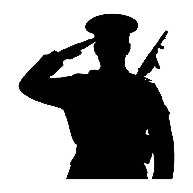 Vektor silhouettes of us military soldiers with weapons armed forces veterans and saluting figures rep