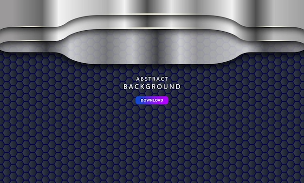 Silver abstract dimension on hexagon pattern background. Texture with silver list decoration.