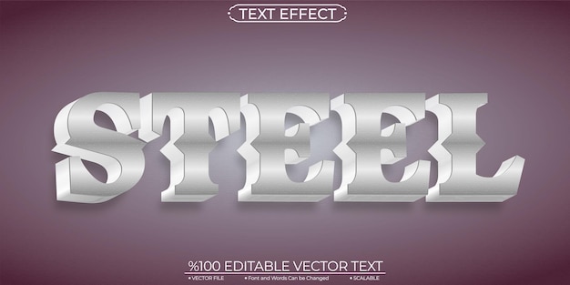 silver steel editable and scalable text effect