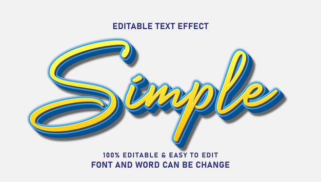 Simple effect text with a modern 3D style that can be edited