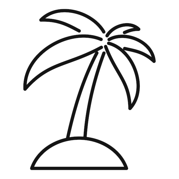 Simple line art icon of a palm tree growing on a desert island