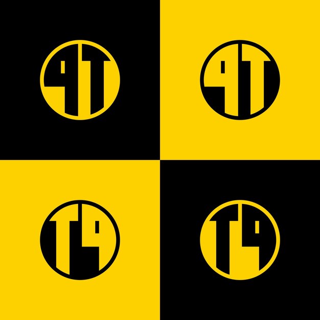 Simple QT and TQ Letter Circle Logo Set suitable for business with QT and TQ initials