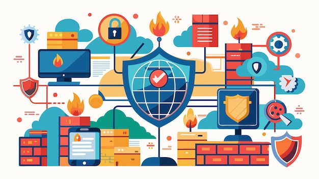 síťová bezpečnost firewall vektorová grafika ilustrace zdrojový soubor EPS formátu bezeztrátové škálování ikona