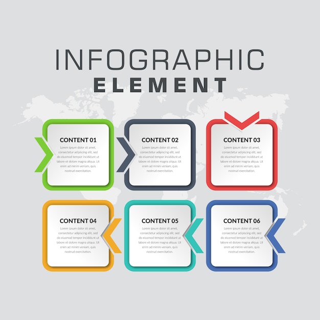 six point abstract infographic element   business strategy