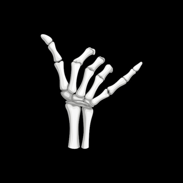 Skeleton hand making hang loose surf shaka sign