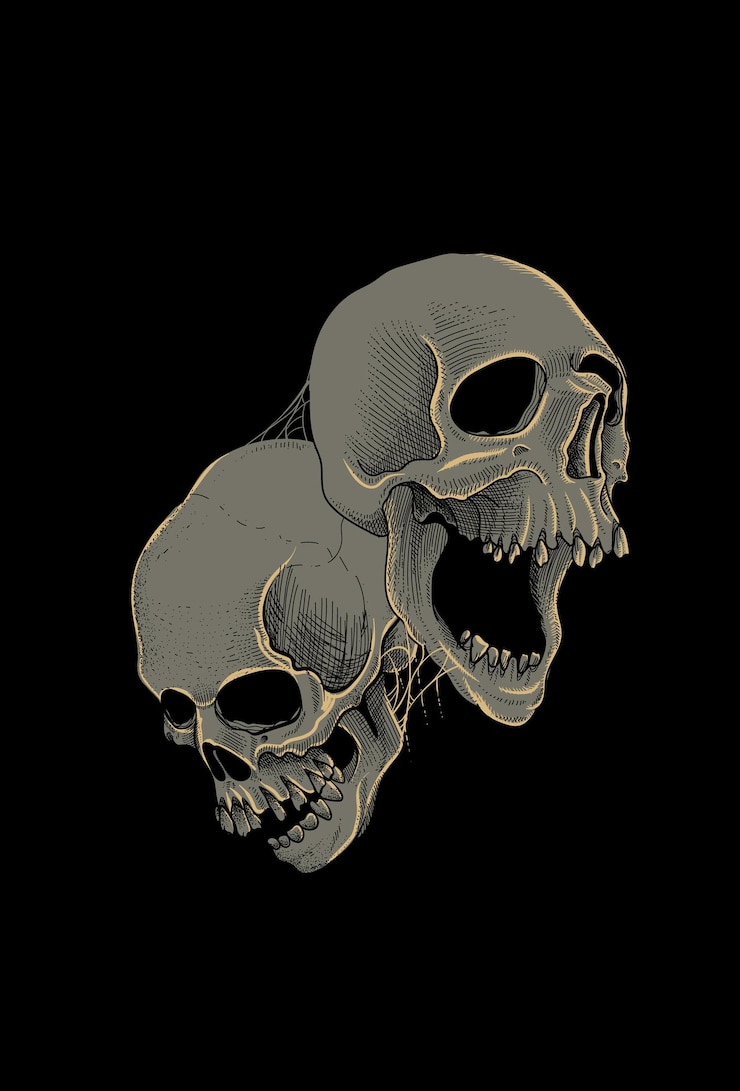 Vektor skull and spider web vector illustration