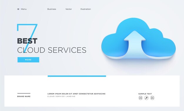 slide landing page or digital technology banner cloud service business concept vector