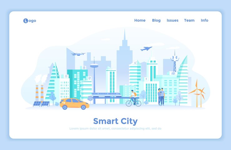 Smart City Skyline Urban landscape with building architecture communication infrastructure trans