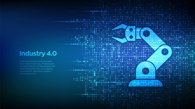 smart industry 40 background made with binary code factory automation autonomous industrial technology industrial revolutions steps matrix background with digits 10 vector illustration