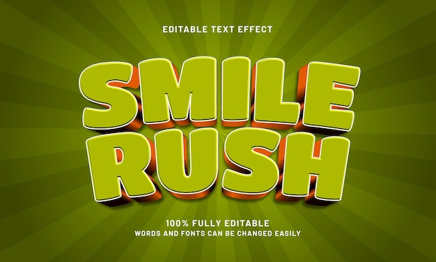 smile rush editable text effects with a game and play theme