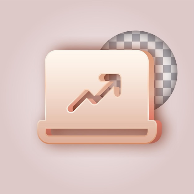 Smooth Butter Color Effect Laptop Chart Icon with Customizable Background