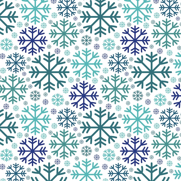 Snow flakes falling vector graphics, christmas snowflakes seamless pattern.