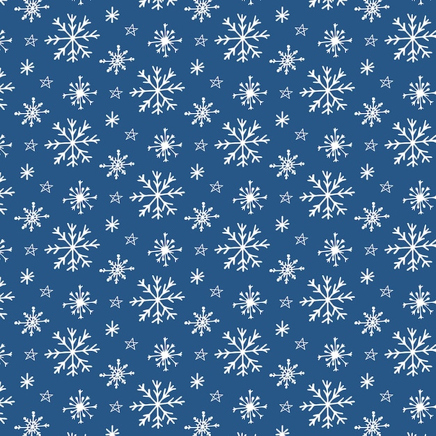 Snowfall seamless Winter pattern Snowflakes in doodle style Pattern on the swatch panel
