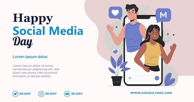 Social Media day Hand drawn Flat facebook post_2_PRINT