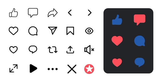 Social media icon symbol collection on white background
