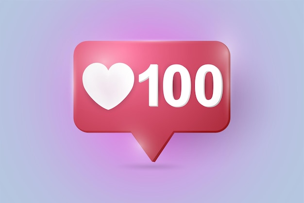 Social Media Network 100 Love Like Heart Illustration