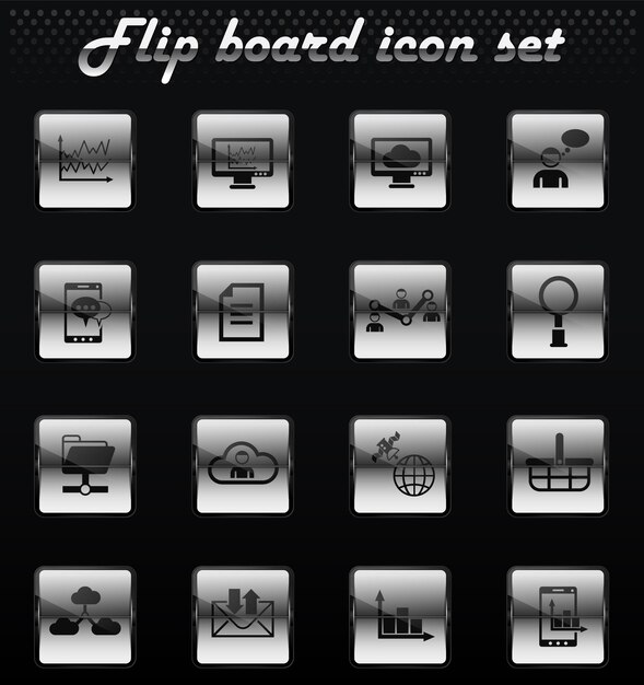 social network vector flip mechanical icons for user interface design