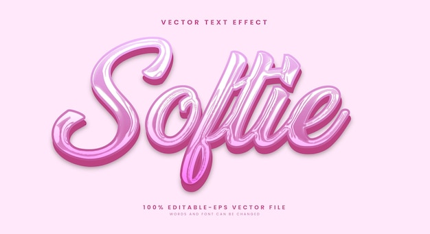 Softie pink style 3d editable text effect template
