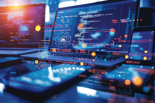 Software development for different devices Application test and IT service concept Process