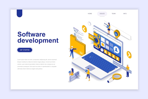 Software development modern flat design isometric concept.