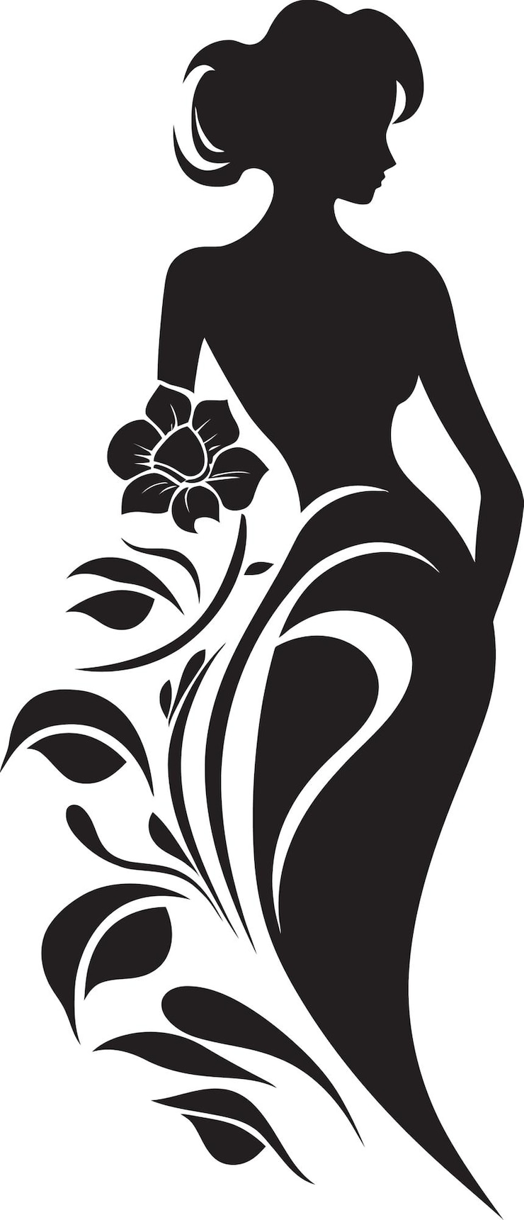 Vektor sophisticated bloom elegance handcrafted vector woman abstract flora fusion black artistic woman fu