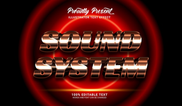 Sound system text style effect. Editable text effect