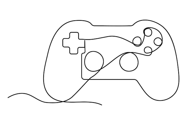 Souvislá kresba herní páky Joystick herní ovladač obrys vektorová ilustrace