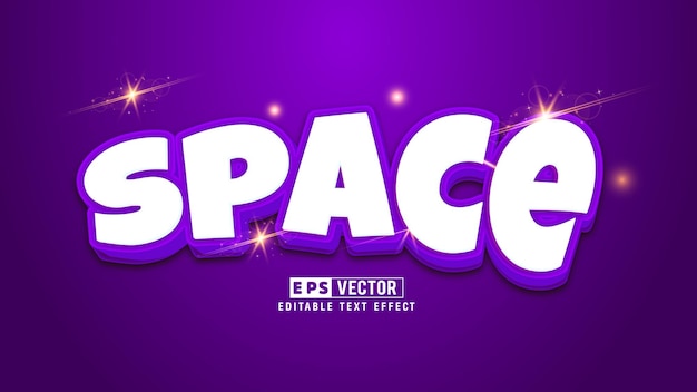 space editable text effect vector with cute background