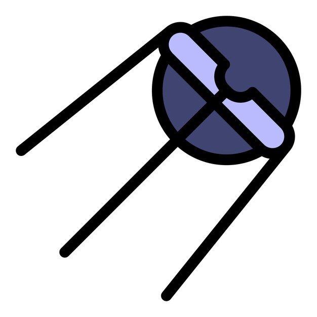 Space satellite exploration icon Outline space satellite exploration vector icon color flat isolated