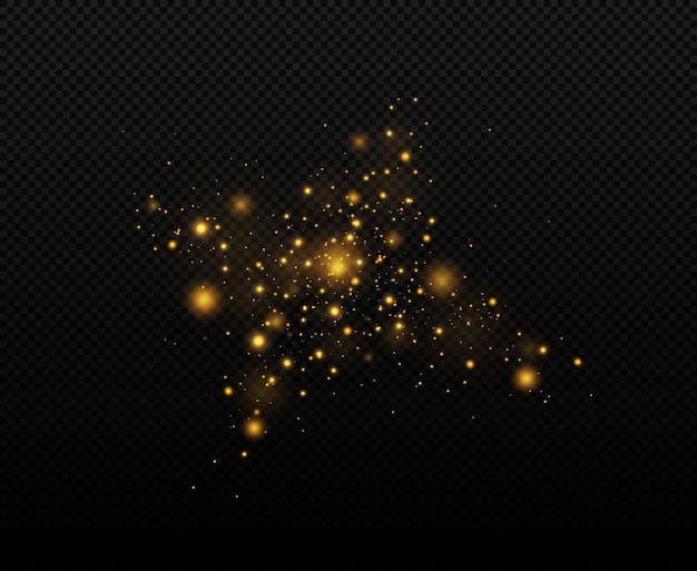Sparkling magic dust particles Bokeh effect Yellow dust