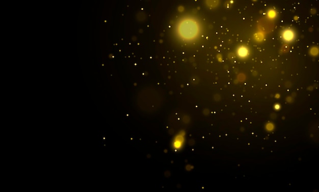 sparkling magical dust particles defocused yellow lights glowing yellow bokeh circles vector